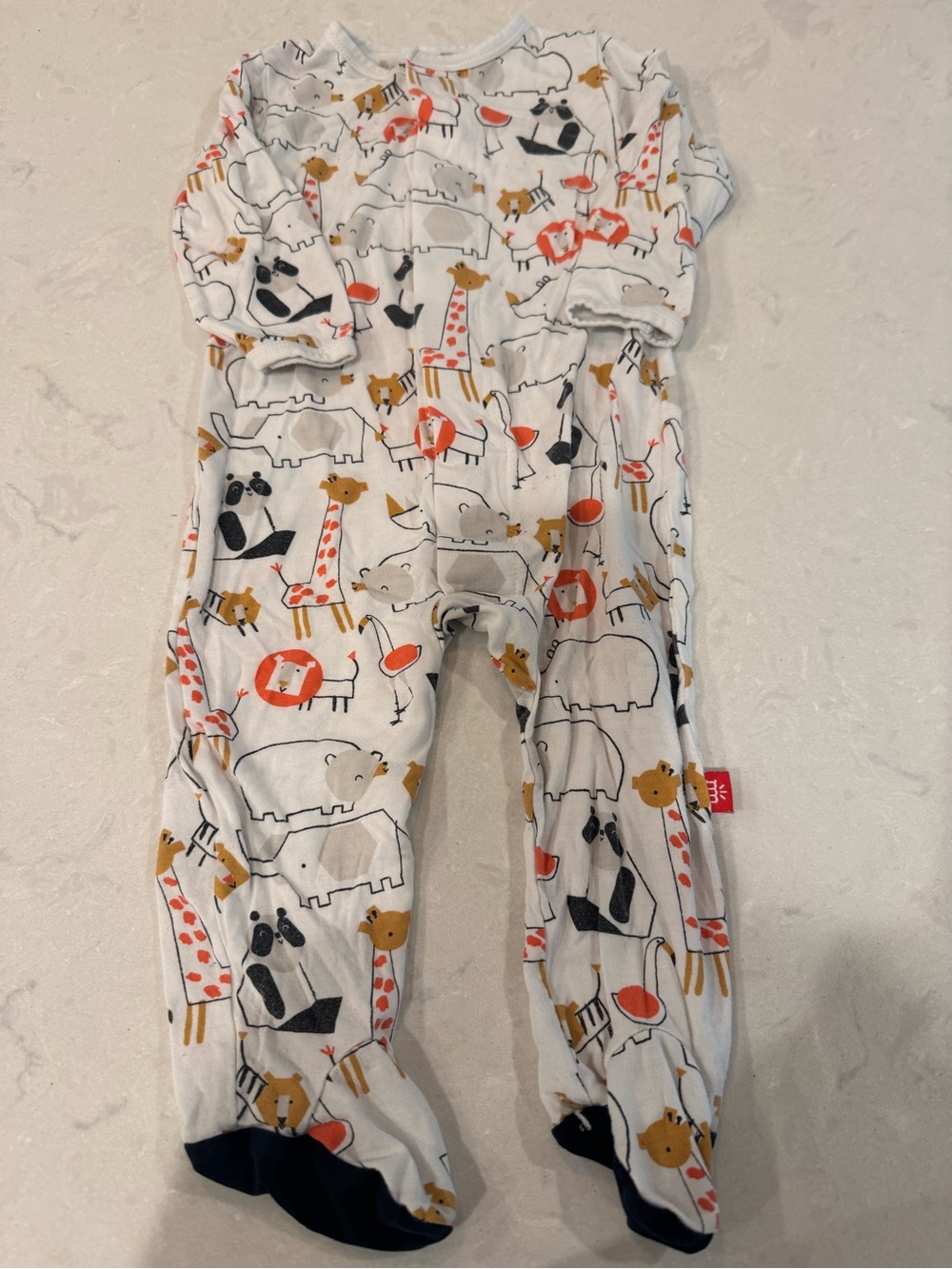 Magnetic Me White Baby One-Piece Footed Sleeper with Animal Print size 3-6 mos